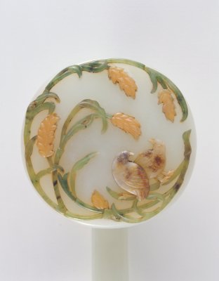 图片[2]-White jade inlaid with colored stones and quail-China Archive